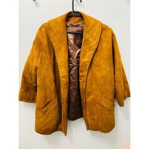 Vintage Reed Sportswear Suede Leather Jacket Golden Brown Boxy Fit